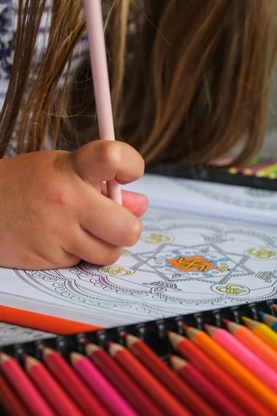 Bright colored pencils on a gray background — Stock Photo, Image