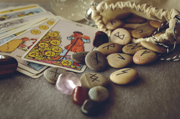 runes and tarot cards