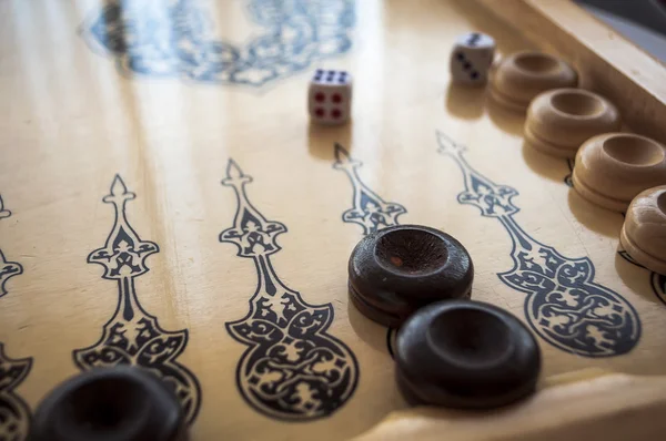 Vintage wooden backgammon — Stock Photo, Image