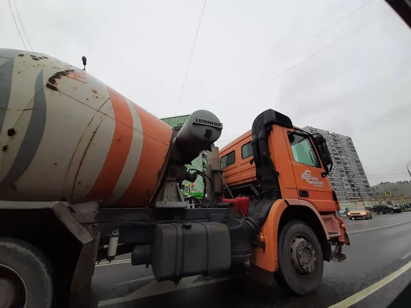 Moscow Russia October 2020 Concrete Mixer Machine Street — Stock Photo, Image