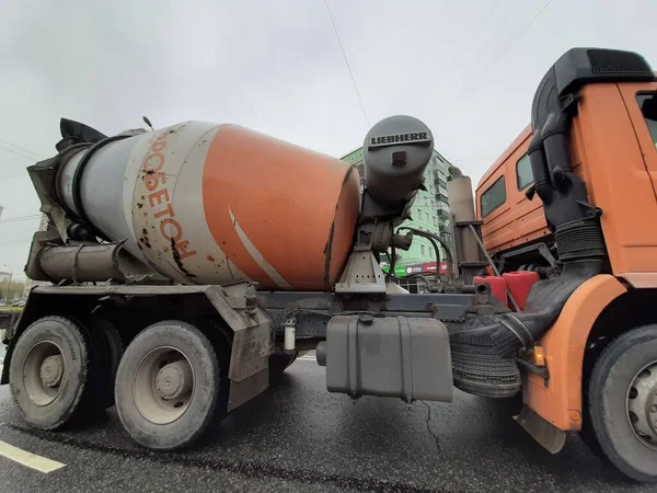 Moskau Russland Oktober 2020 Betonmischer Auf Der Straße — Stockfoto