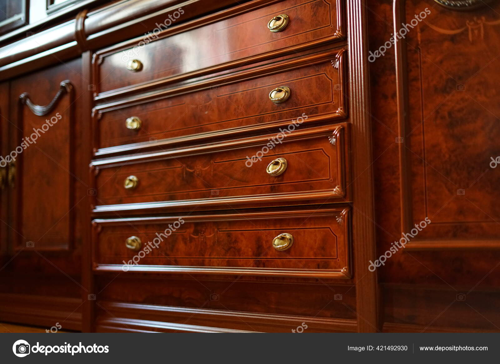 Wardrobe Living Room Design Mahogany Stock Photo by ©dt.nikonov 421492930