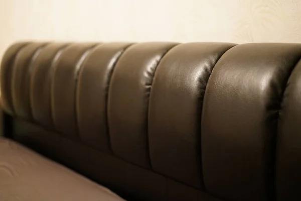 Modern Leather Huge Black Sofa — Stock Photo, Image