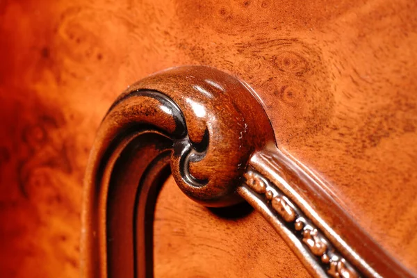 Decorative elements of the carved mahogany cabinet. — Stock Photo, Image