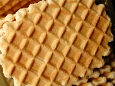 Belçika waffle 'ı gibi tatlı bir waffle. Yakın çekim..
