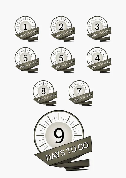Número Días Previos Eventos Para Ventas Insignias Promocionales Con Forma — Archivo Imágenes Vectoriales