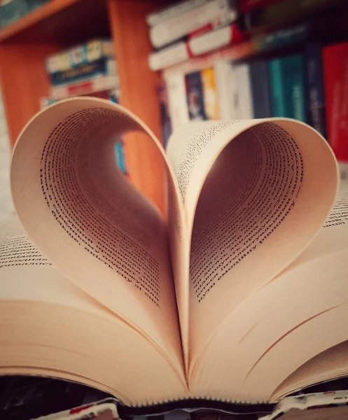 Pagine Del Libro Sono Piegate Forma Cuore Libro Cuore Con — Foto Stock