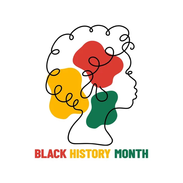 Μαύρος Μήνας Ιστορίας Αφροαμερικανός Ιστορικός Ένα Πρόσωπο Γραμμής Περίληψη Εικονογράφησης — Διανυσματικό Αρχείο