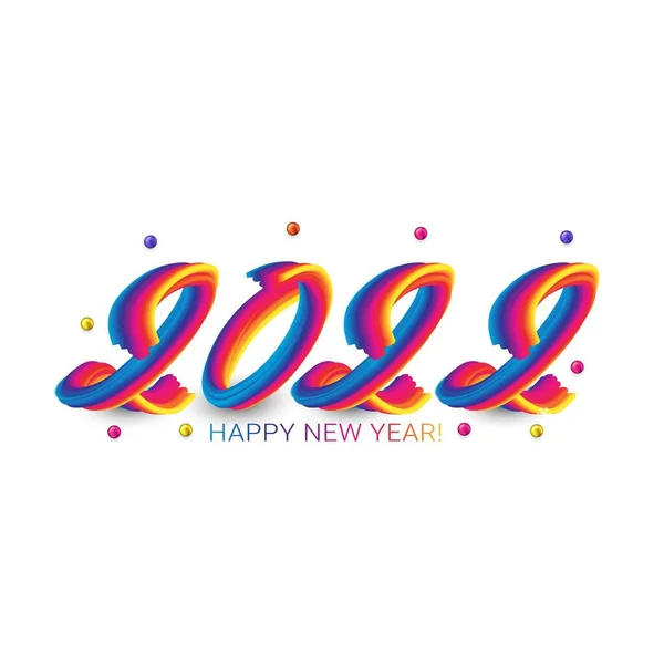 2022 New Year Colorful Fluid Numbers Stroke New Year Illustration — Stock Vector