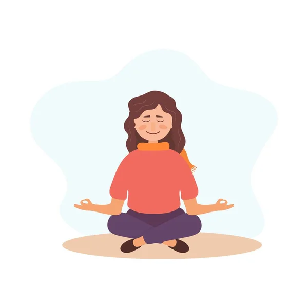Yoga Meditation Entspanntes Mädchen Positiver Geist Konzept Für Psychische Gesundheit — Stockvektor