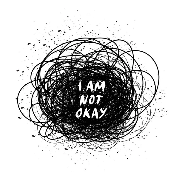 Illustration Der Psychischen Gesundheit Mit Linienball Depression Mir Geht Nicht — Stockvektor