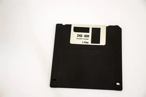 Oude Diskette Witte Achtergrond Binnenshuis — Stockfoto