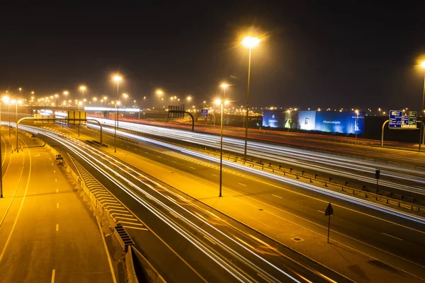 Дубай Оае 2021 Світлові Стежки Дорозі Аль Хайл Вночі — стокове фото