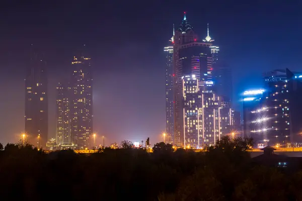 Dubaï Émirats Arabes Unis 2021 Quartier Des Affaires Nuit — Photo