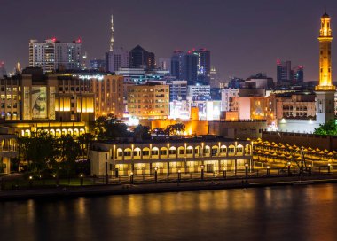 Dubai, UAE - 08.08.2021 Old town at night.