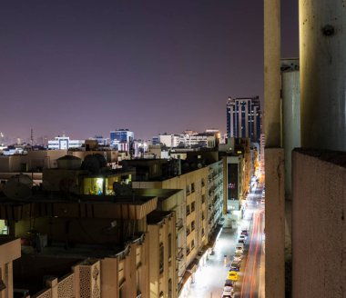 Shot of nigh street from above