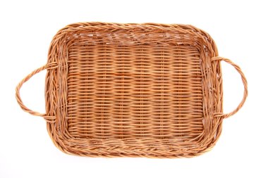 Brown wicker basket isolated on white background, top view clipart