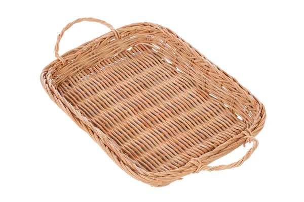 Brown wicker basket on white background — Stock Photo, Image