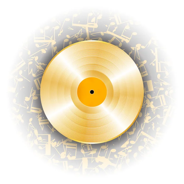 Hudba zlata vinyl záznam — Stockový vektor