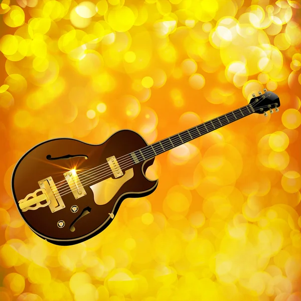 爵士乐吉他带闪光灯的明亮背景 — 图库矢量图片