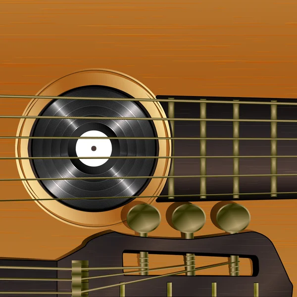 アコースティックギターのクローズアップ — ストックベクタ
