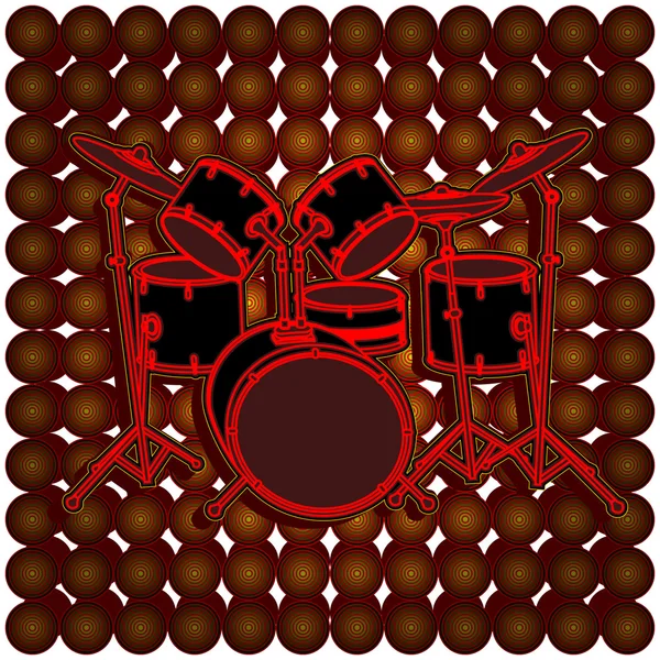 Schlagzeug auf dem Hintergrund von Kreisen — Stockvektor