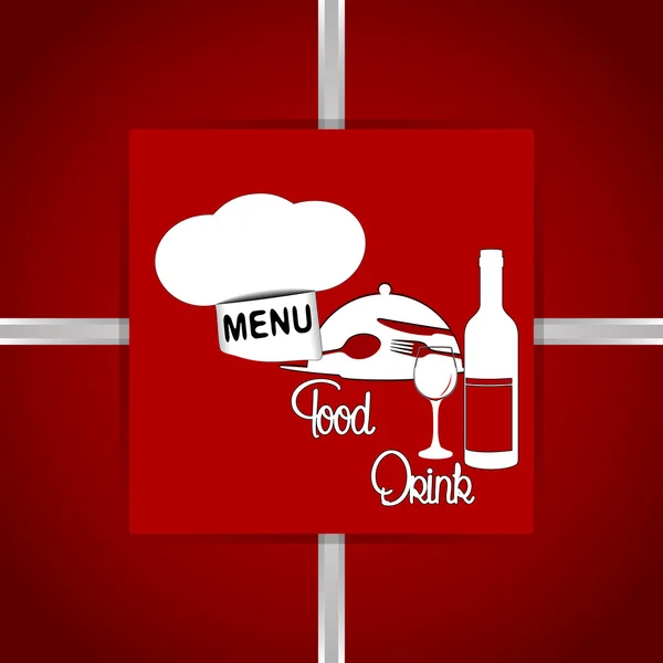 Menu restaurant avec chapeau de chef rouge — Image vectorielle