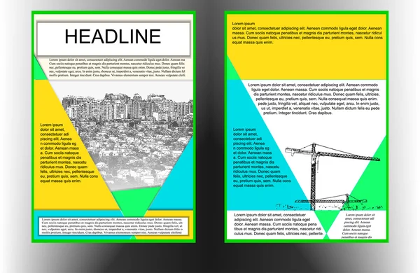 Plantilla de folleto con el color del paisaje urbano — Archivo Imágenes Vectoriales