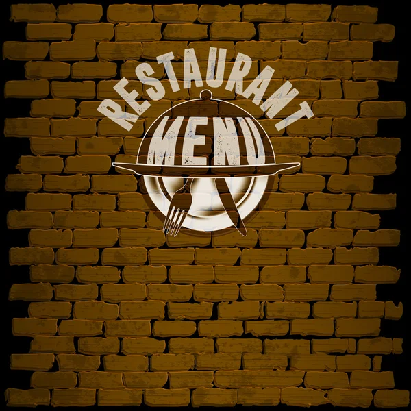 Plantilla de menú de restaurante en una pared de ladrillo de fondo — Archivo Imágenes Vectoriales