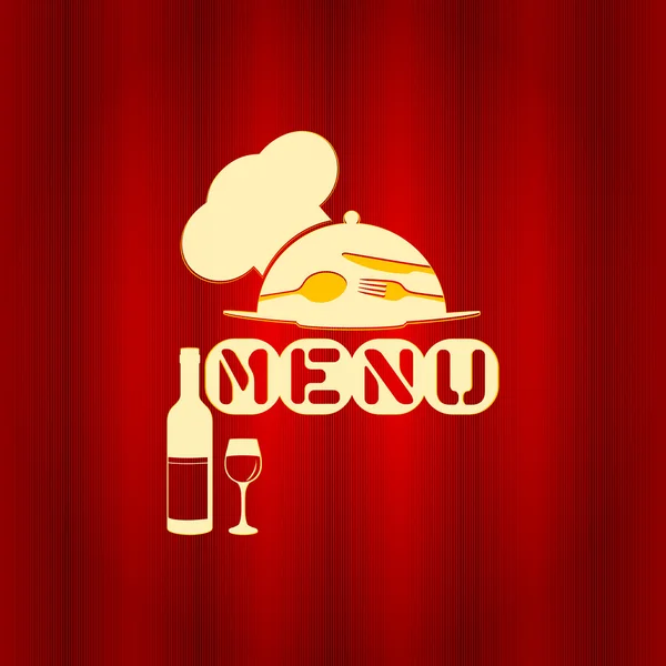 Menú del restaurante con una tapa roja y un plato — Vector de stock
