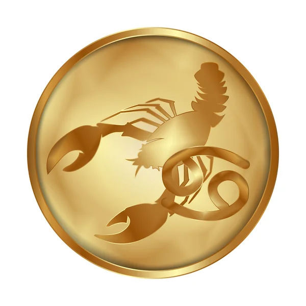 Zodiac cancer gold medallion drive — Stock vektor