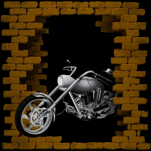 Moto, hachoir en cassant le mur de briques — Image vectorielle