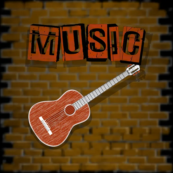 Musical background with brick wall — Stock Vector