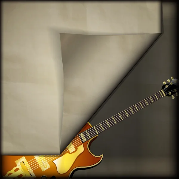 Gitar jazz dengan latar belakang kertas lama - Stok Vektor