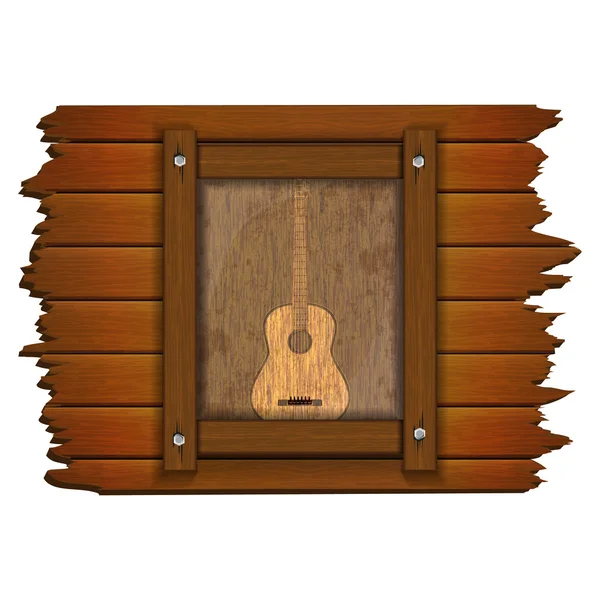 Imagem de guitarra em uma placa de madeira no quadro uno — Vetor de Stock