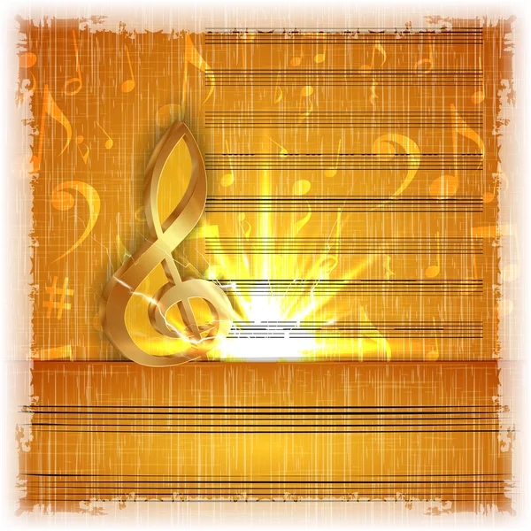 Musical background with a gold treble clef — Stock Vector