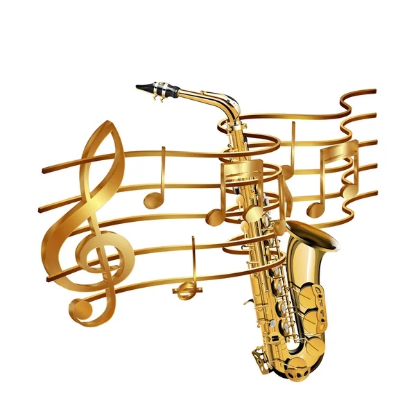 Hudební stavová hlasitost a saxofon — Stockový vektor