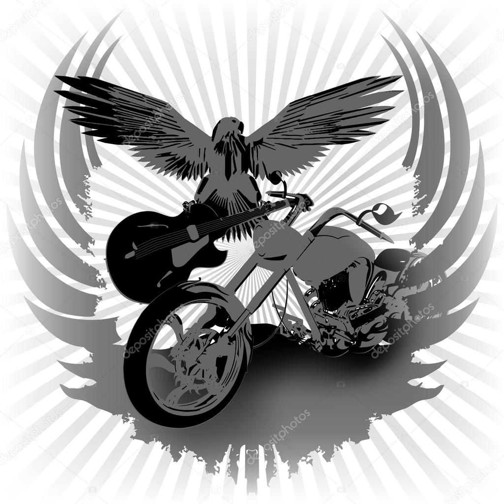Rock n roll background and chopper