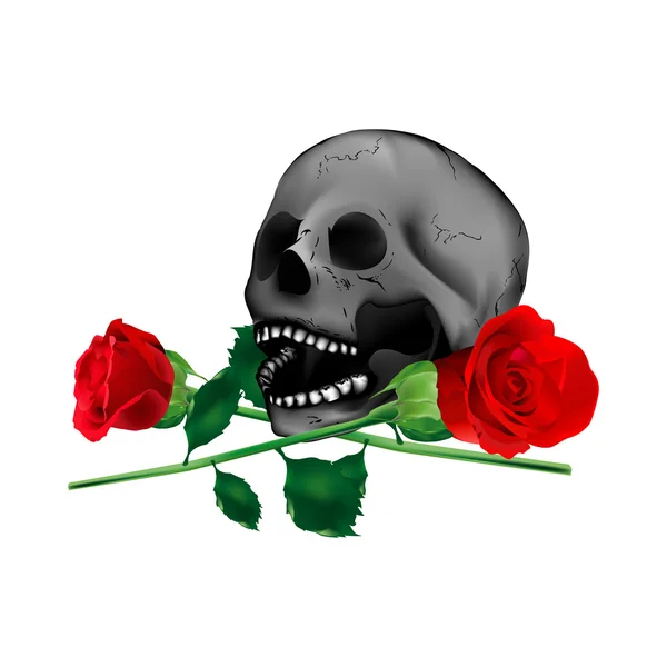 Totenkopf und Rosen — Stockvektor