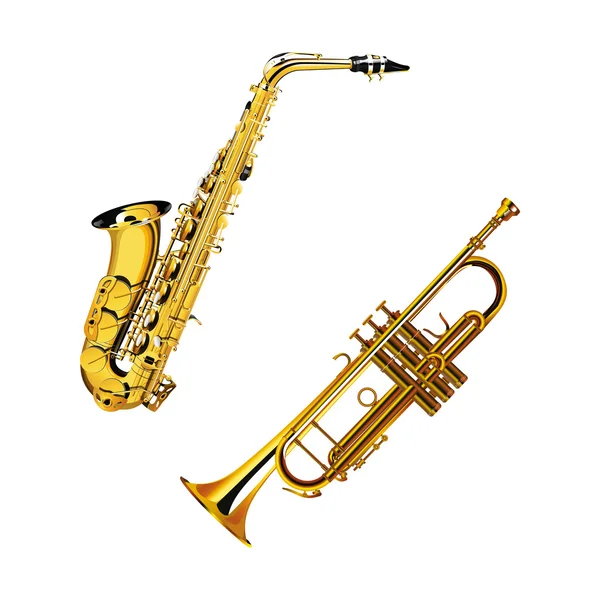 Saxophone and trumpet — Stock Vector