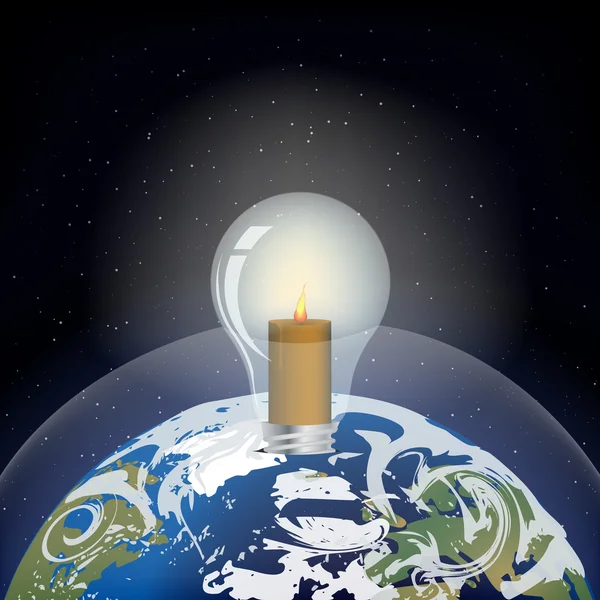 Glühbirne auf dem Planeten Erde — Stockvektor