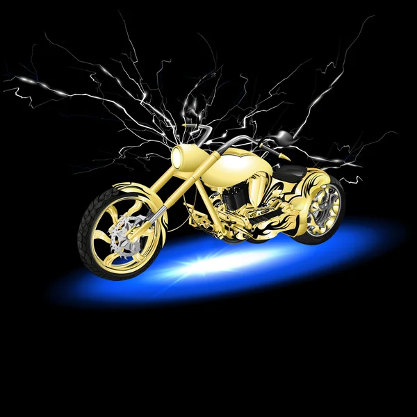 Motocicleta con relámpago — Vector de stock