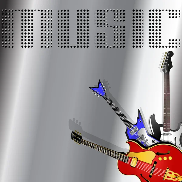 Fond musical avec guitare — Image vectorielle