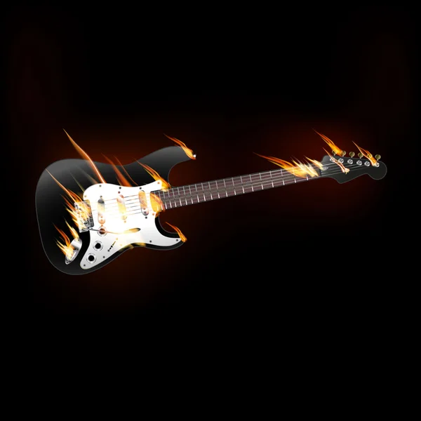 Elektrická kytara v plamenech — Stockový vektor
