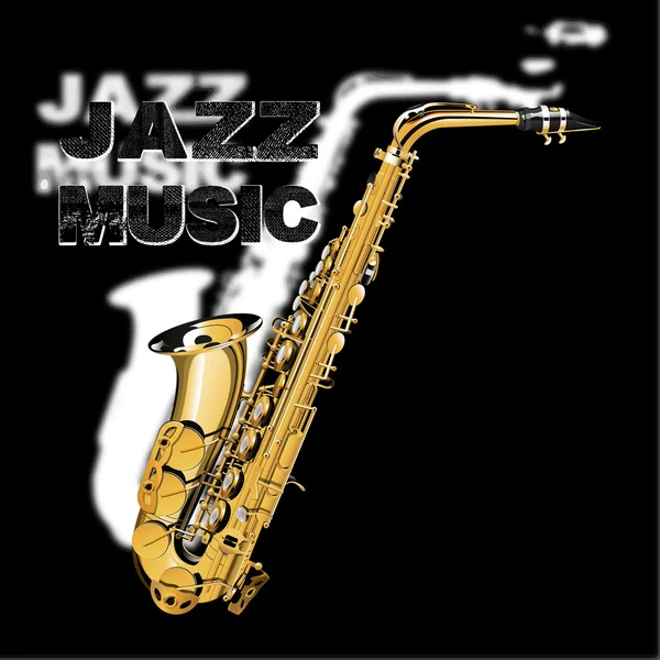 Jazz music sobre fundo preto e branco — Vetor de Stock
