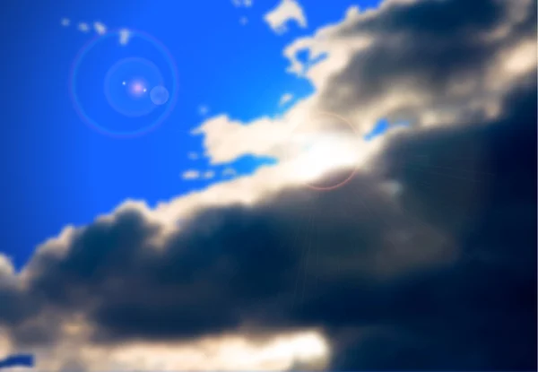 Lucht en de wolken dekking van de zon — Stockvector