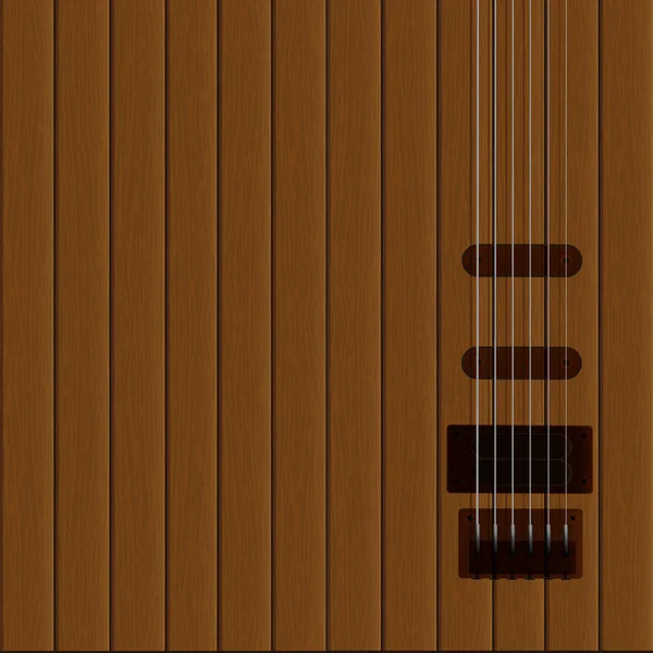 木製の背景にギターの弦 — ストックベクタ