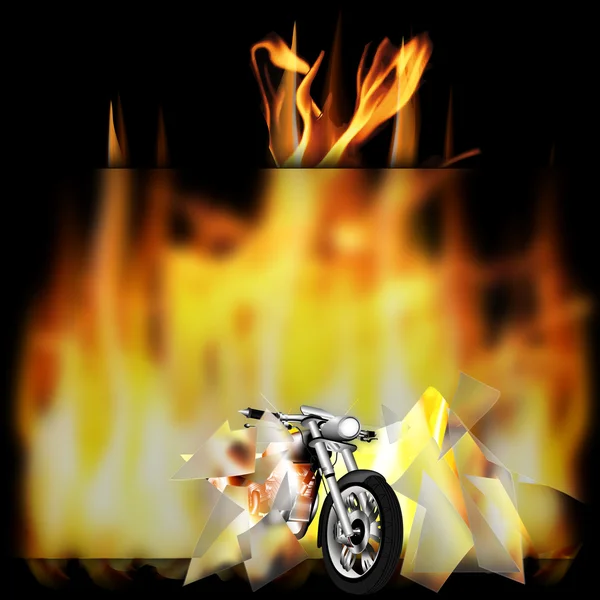 Motorbike, chopper on fire — Stock Vector