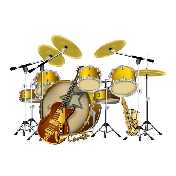 Instruments de musique groupe de jazz — Image vectorielle