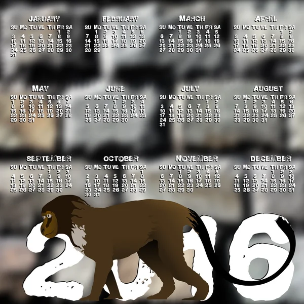 Календарь 2016 размытый кирпичный фон стены — стоковый вектор